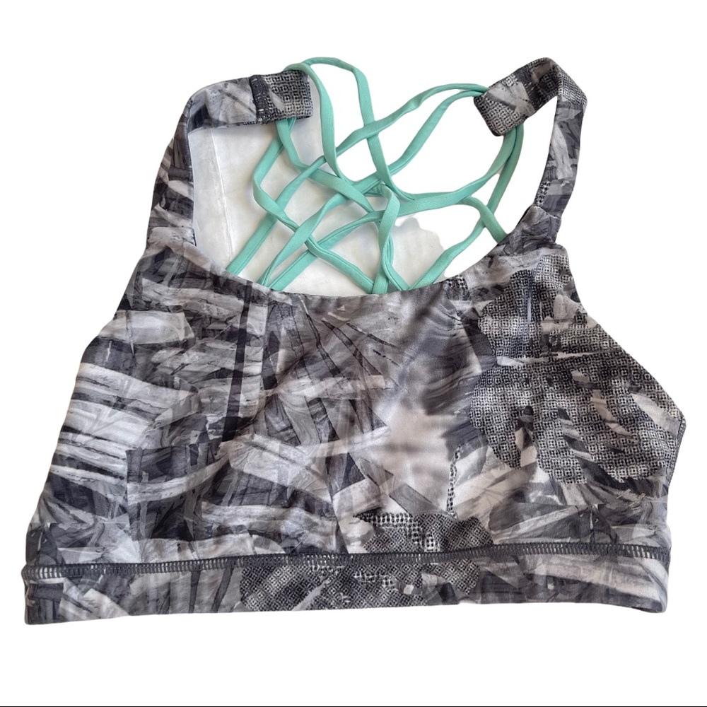 Unbranded Grey Printed Criss Cross Back Sports Bra 1320